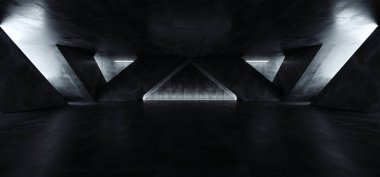 Sci Fi Modern Beton Çimento Koyu Boş Asfalt Reflektif Grun