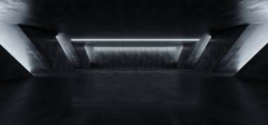 Sci Fi Modern Beton Çimento Koyu Boş Asfalt Reflektif Grun