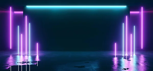 ラインシェイプネオン輝く蛍光鮮やかなパープルピンクブルーエム — ストック写真