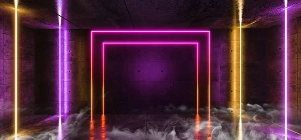 Fumo retângulo fase laser néon fluorescente brilhante vertical la — Fotografia de Stock