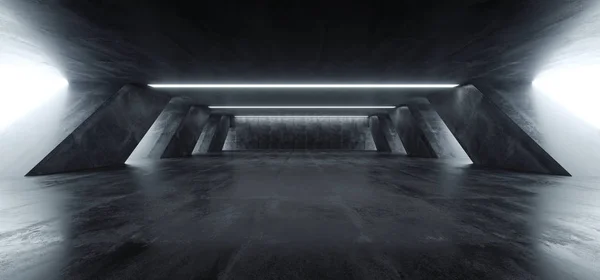Cemento de hormigón moderno Sci Fi Grun reflectante de asfalto vacío oscuro — Foto de Stock