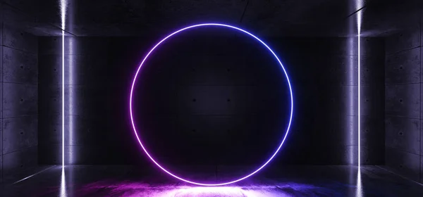 Kruhové laserové fluorescenční neonové zářící vertikální laserové potrubí — Stock fotografie