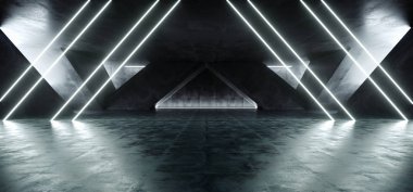 Sci Fi Floresan Canlı Üçgen Şekilli Neon Parlayan Mavi Whi