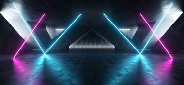 Lazer Floresan Retro Sci Fi Fütüristik Neon Parlayan Mor Bl