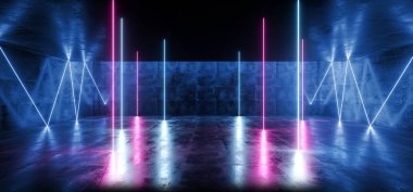 Lazer Floresan Retro Sci Fi Fütüristik Neon Parlayan Mor Bl