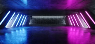 Sci Fi Floresan Üçgen Yapısı Canlı Neon Parlayan Purpl