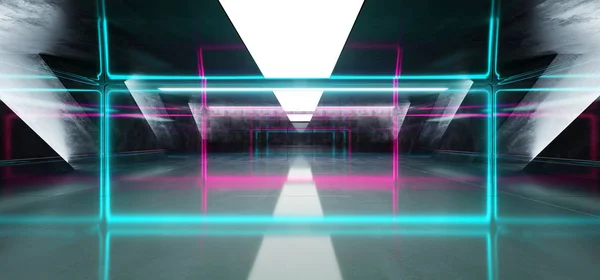 Флуоресцентный прямоугольник Sci Fi Shaped Neon Glowing Purple — стоковое фото
