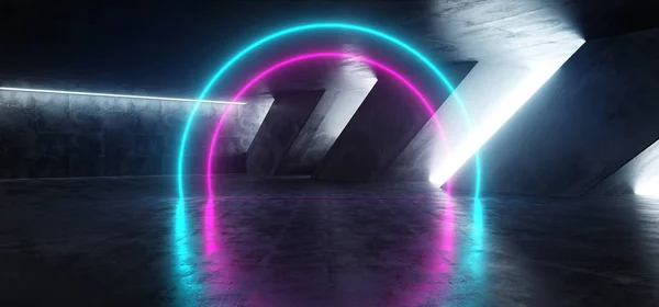 Sci Fi fluorescerande pulserande cirkel formad Neon glödande lila Blu — Stockfoto
