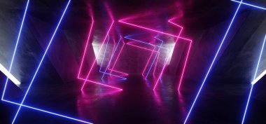 Soyut Neon Işık Retro Modern Fütüristik Sci Fi Alien Space S