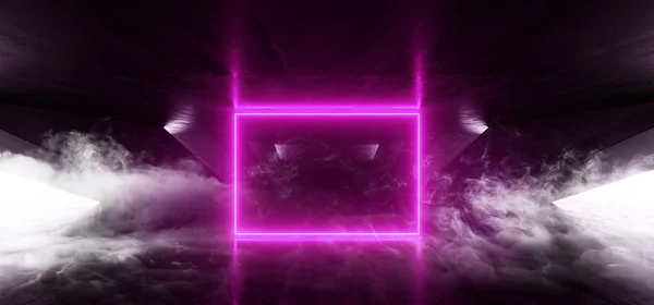 Дим туман неонові вогні фон прямокутник рамка фіолетовий яскравий — стокове фото