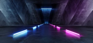 Canlı Üçgen Neon Hall Koridor Arka Plan Parlayan Mor Bl