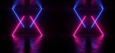 Neon Parlayan Sci Fi Fütüristik Arka Plan Alien Spaceship Vibran