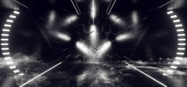 Duman Sci Fi Altıgenler Neon Fütüristik Club Beyaz Sahne Odası Salonu