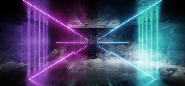 Rök abstrakt Sci Fi Neon glödande främmande rymdskepp mörk Reflecti — Stockfoto