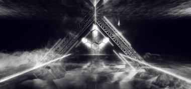 Duman Sci Fi Neon Üçgen İnşaat Lazer Fütüristik Sci Fi 