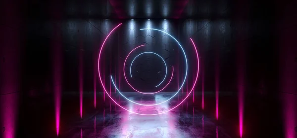 Sci Fi futuristický laserový sál NEÓNOVÁ stezka trať brána — Stock fotografie