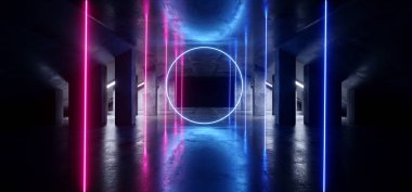 Circle Glow Sci Fi Neon Modern Fütüristik Canlı Kızdırma Mor Bl