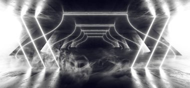 Duman Üçgen Fütüristik Neon Sci Fi Arka Plan Parlayan Lazerler 