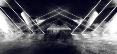 Duman Üçgen Fütüristik Neon Sci Fi Arka Plan Parlayan Lazerler 