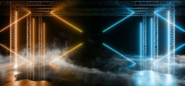 Duman Sahne Neon İnşaat Lazer Show Parlayan Mavi Turuncu Lig