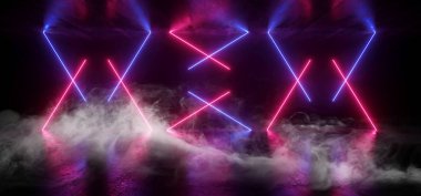 Duman Sahne Neon İnşaat Lazer Show Parlayan Mor Mavi Lig