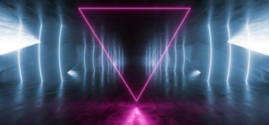 Üçgen Fütüristik Neon Sci Fi Arka Plan Parlayan Lazerler Mavi P
