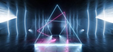 Üçgen Fütüristik Neon Sci Fi Arka Plan Parlayan Lazerler Mavi P