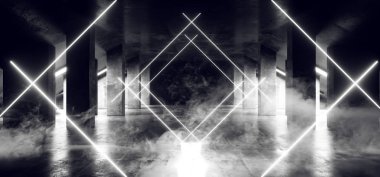 Duman Sci Fi Neon Modern Fütüristik Kızdırma Beyaz Lazer Show Sahne 