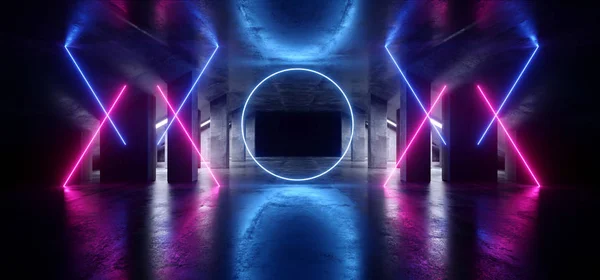 Cirkel gloed Sci Fi Neon moderne futuristische levendige gloed paars BL — Stockfoto