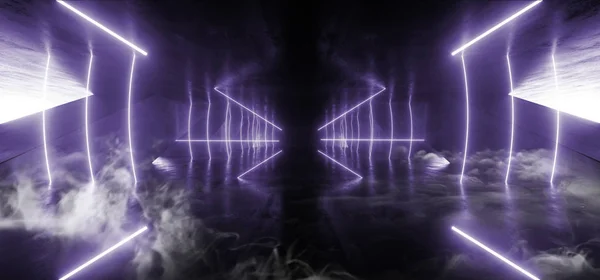 Dym Trójkąt futurystyczny Neon Sci Fi tło świecące lasery — Zdjęcie stockowe