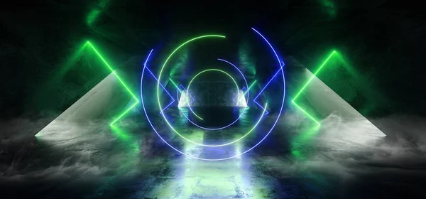 Smoke Circle Futuristic Neon Sci Fi Background Glowing Lasers Bl