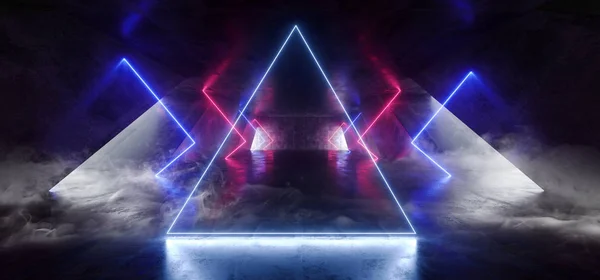 Smoke Triangle Futuristic Neon Sci Fi Fondo Láseres brillantes —  Fotos de Stock