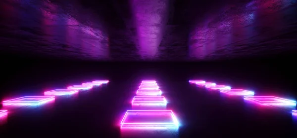 Scena Neon budowa Laser uwidocznić świecący purpurowy niebieski światła VI — Zdjęcie stockowe