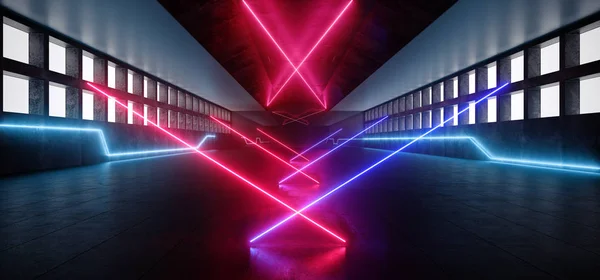 Futurista Neon Sci Fi vibrante brilhante roxo azul branco Hall Hu — Fotografia de Stock