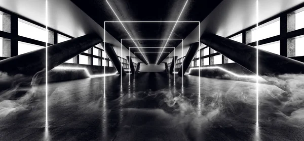Fumo Futurista Neon Sci Fi Vibrante Brilhante White Hall Enorme vitória — Fotografia de Stock