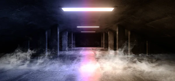 Smoke Sci Fi Modern Cimento de concreto escuro Asfalto Futurista Spac — Fotografia de Stock