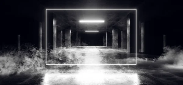 Fumo Sci Fi Neon Moderno Futurista Brilho Branco Laser Show Stage — Fotografia de Stock