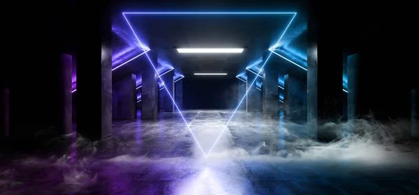 Smoke Sci Fi Néon Moderne Futuriste VIbrant Lueur Violet Bleu Las — Photo