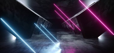 Üçgen Fütüristik Lazer Neon Parlayan Mor Mavi Pembe Sci Fi D