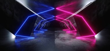 Üçgen Fütüristik Lazer Neon Parlayan Mor Mavi Pembe Sci Fi D