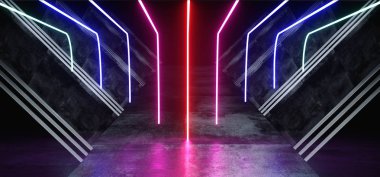Üçgen Fütüristik Lazer Neon Parlayan Mor Mavi Pembe Sci Fi D