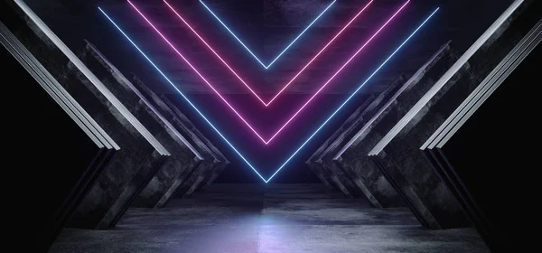 Driehoek futuristische Laser Neon gloeiende paars blauw roze Sci Fi D — Stockfoto