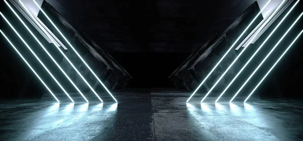 Trójkąt futurystyczny Laser Neon świecący niebieski Sci Fi ciemny pusty Sp — Zdjęcie stockowe
