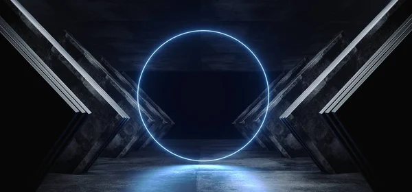 Portal de Círculo de Pasillo Láser Futurista Neón Brillante Blue Sci Fi — Foto de Stock