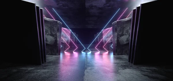 Portal Entrance Futuristic Laser Neon Glowing Purple Blue Pink S