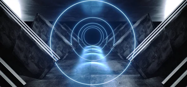 Hal cirkel portaal futuristische Laser Neon gloeiende blauwe Sci Fi — Stockfoto