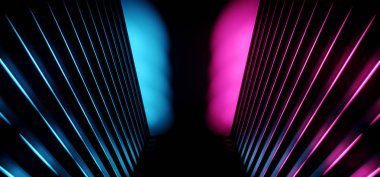 Neon Dark Retro Sci Fi Üçgen Uzaylı Uzay Gemisi Mor Mavi Empt