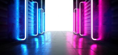 Neon Lazer Sci Fi Floresan Mor Mavi Fütüristik Garaj Göster