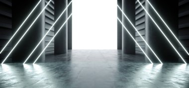 Neon Triangle Lazer Floresan Mavi Fütüristik Garaj Showroom 