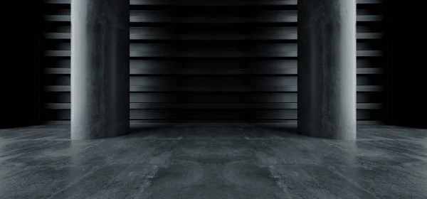 Dark Futuristic Modern Garage Columns Showroom Tunnel Corridor C